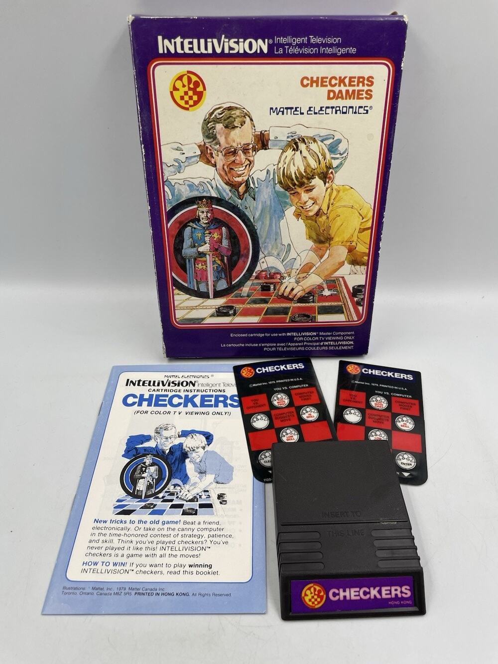 1979 Intellivision Checkers Complete in Box Game with Manual & Overlays Works!